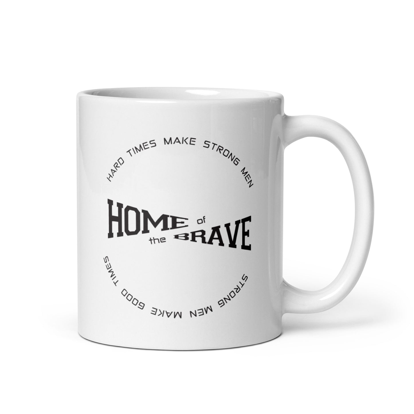 HOME OF THE BRAVE White glossy mug