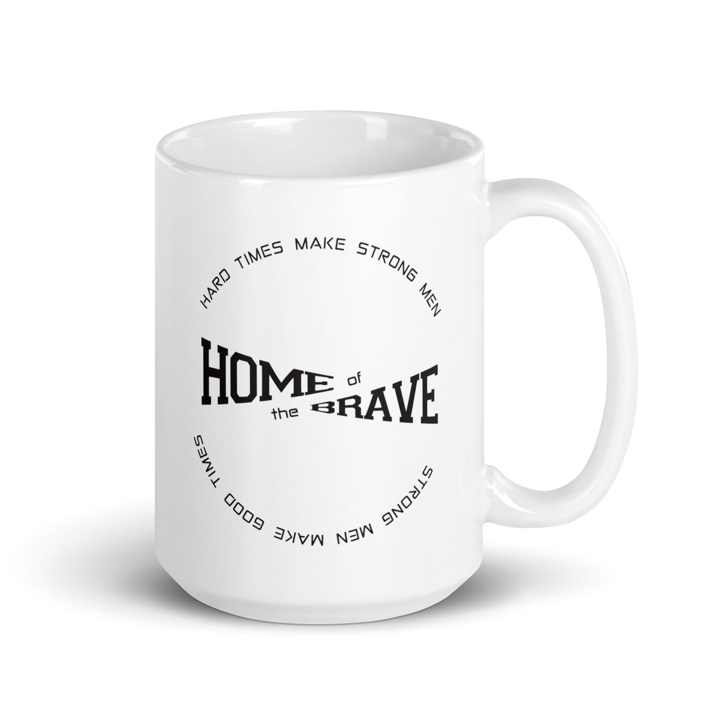 HOME OF THE BRAVE White glossy mug